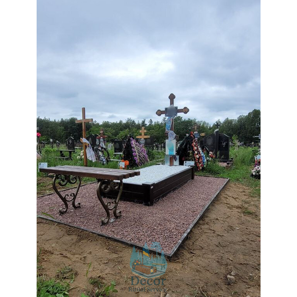 Надгробок дерев&rsquo;яний темний колір "венге" 180х75х35см (Без тризуба) 028 фото