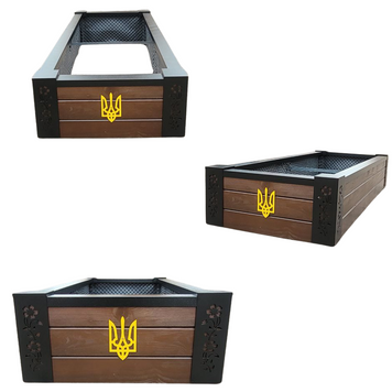 Надгробок дерев&rsquo;яний  з металевими накладками. 186&times;70&times;30см колір венге/горіх 029 фото