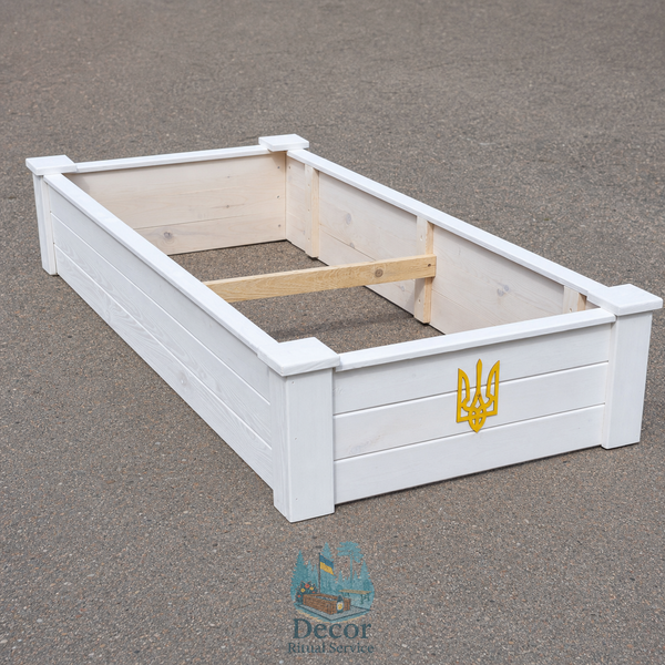Надгробок дерев&rsquo;яний білий 180&times;75&times;35 см із тризубом 035 фото